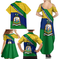 Saint Vincent and the Grenadines Flag Family Matching Summer Maxi Dress and Hawaiian Shirt Coat of Arms and National Colors - Wonder Print Shop