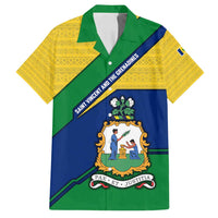 Saint Vincent and the Grenadines Flag Family Matching Tank Maxi Dress and Hawaiian Shirt Coat of Arms and National Colors - Wonder Print Shop