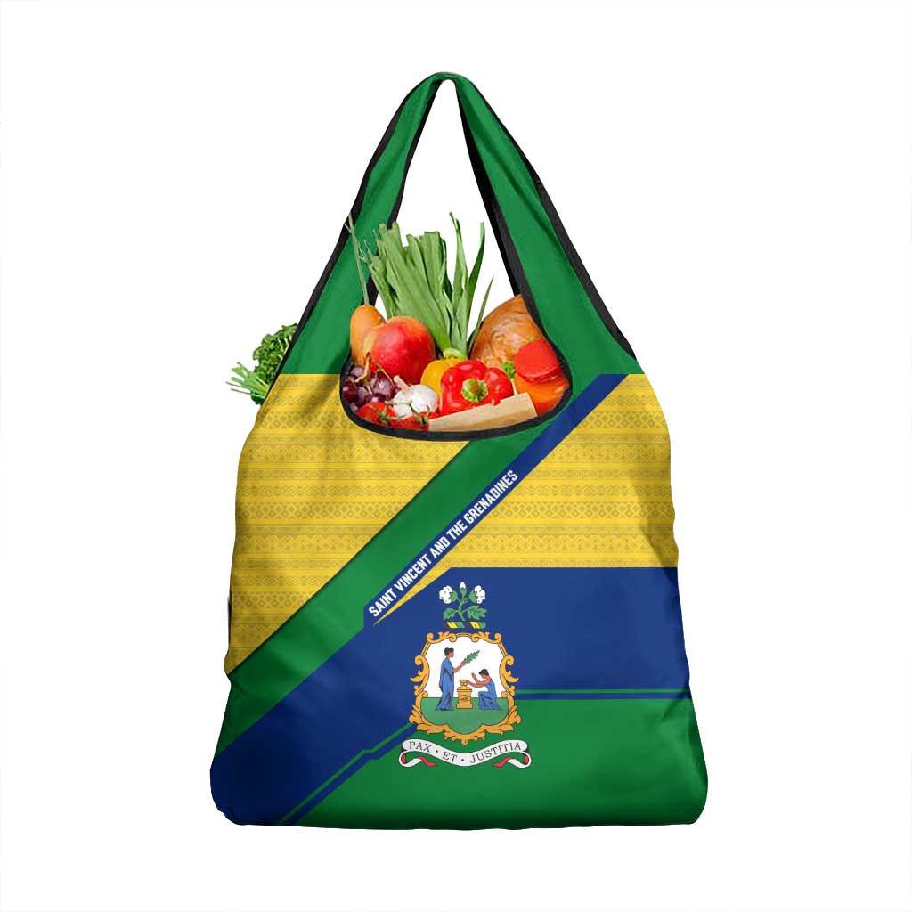 Saint Vincent and the Grenadines Flag Grocery Bag Coat of Arms and National Colors - Wonder Print Shop