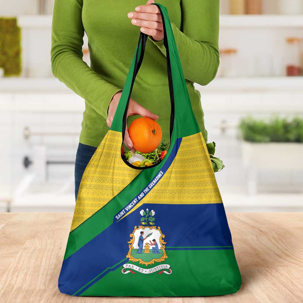 Saint Vincent and the Grenadines Flag Grocery Bag Coat of Arms and National Colors - Wonder Print Shop