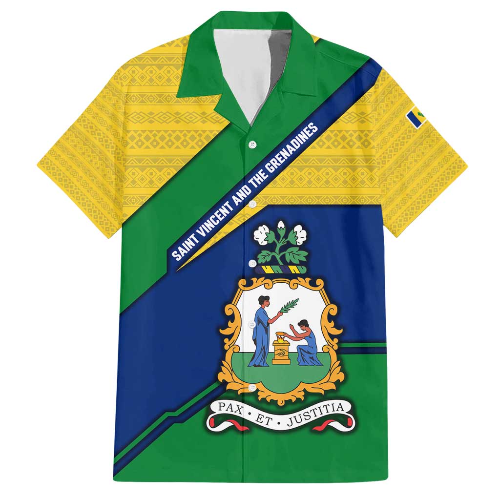 Saint Vincent and the Grenadines Flag Hawaiian Shirt Coat of Arms and National Colors - Wonder Print Shop