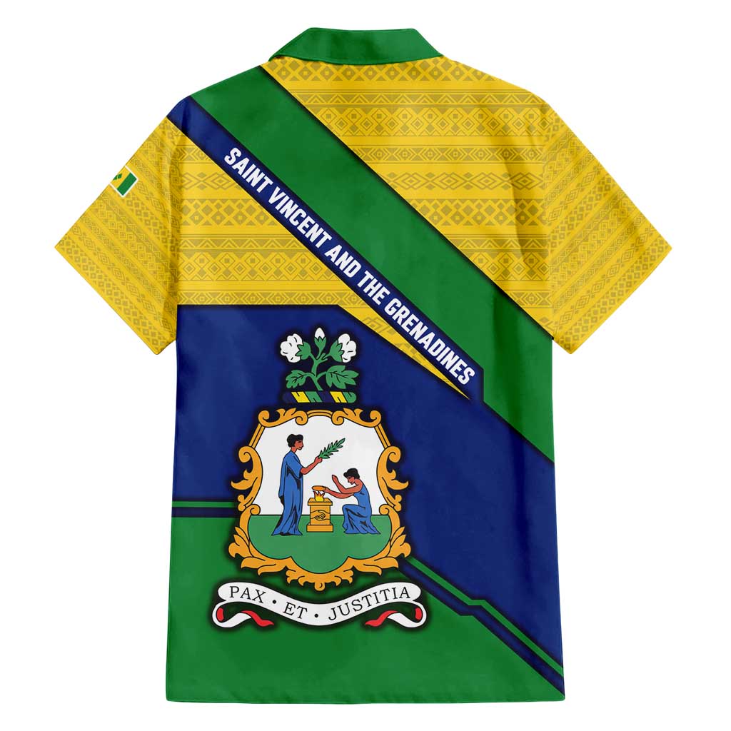 Saint Vincent and the Grenadines Flag Hawaiian Shirt Coat of Arms and National Colors - Wonder Print Shop