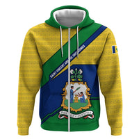 Saint Vincent and the Grenadines Flag Hoodie Coat of Arms and National Colors - Wonder Print Shop