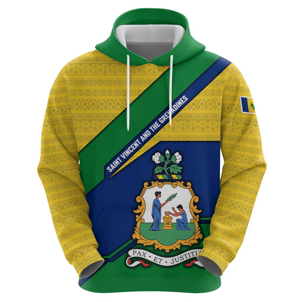 Saint Vincent and the Grenadines Flag Hoodie Coat of Arms and National Colors - Wonder Print Shop