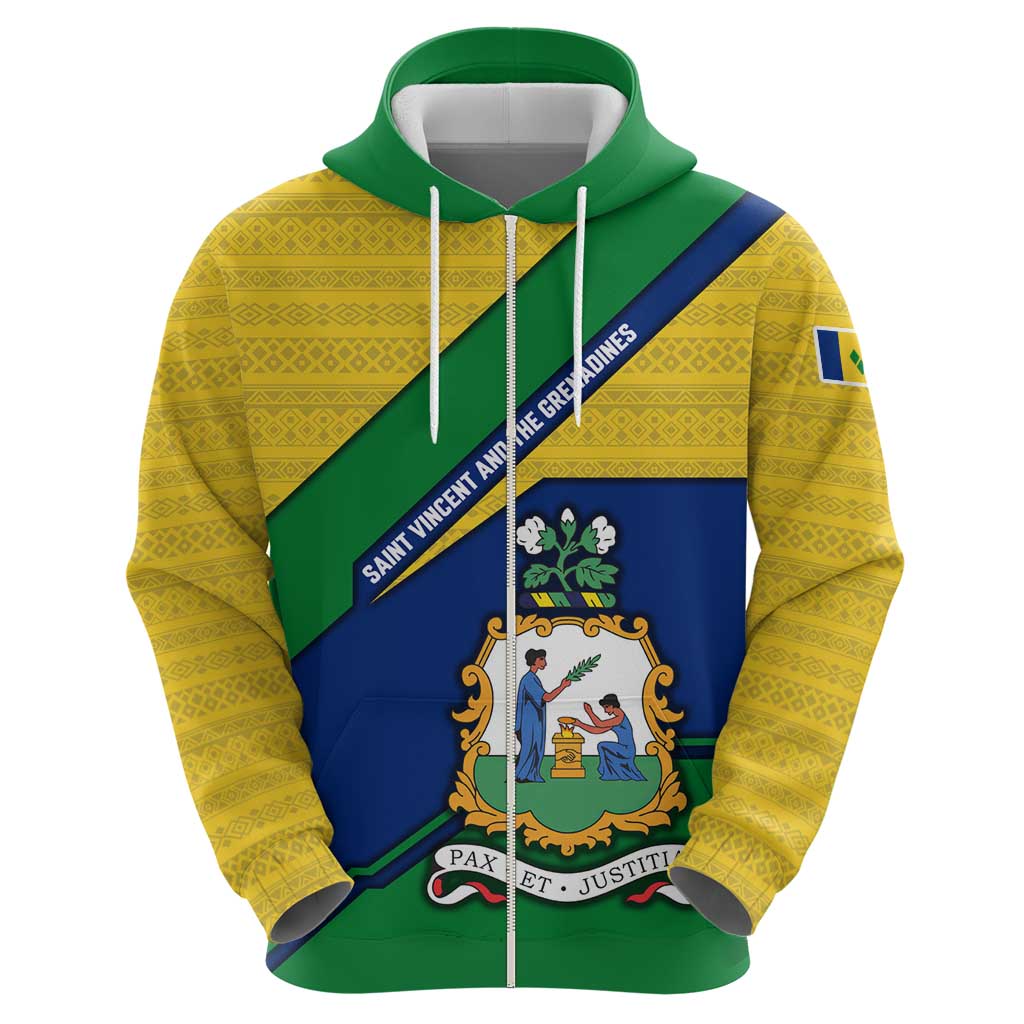 Saint Vincent and the Grenadines Flag Hoodie Coat of Arms and National Colors - Wonder Print Shop