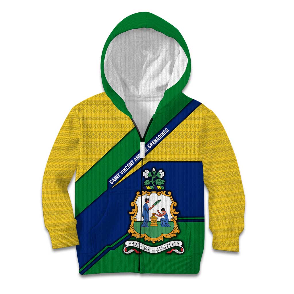Saint Vincent and the Grenadines Flag Kid Hoodie Coat of Arms and National Colors - Wonder Print Shop