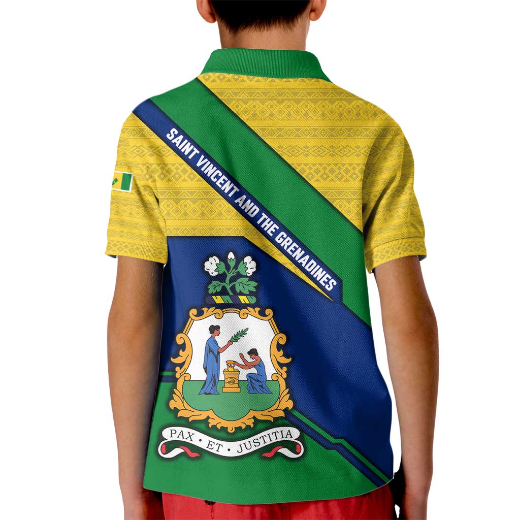 Saint Vincent and the Grenadines Flag Kid Polo Shirt Coat of Arms and National Colors - Wonder Print Shop