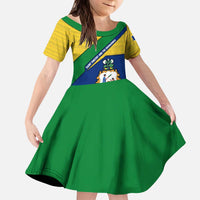 Saint Vincent and the Grenadines Flag Kid Short Sleeve Dress Coat of Arms and National Colors - Wonder Print Shop