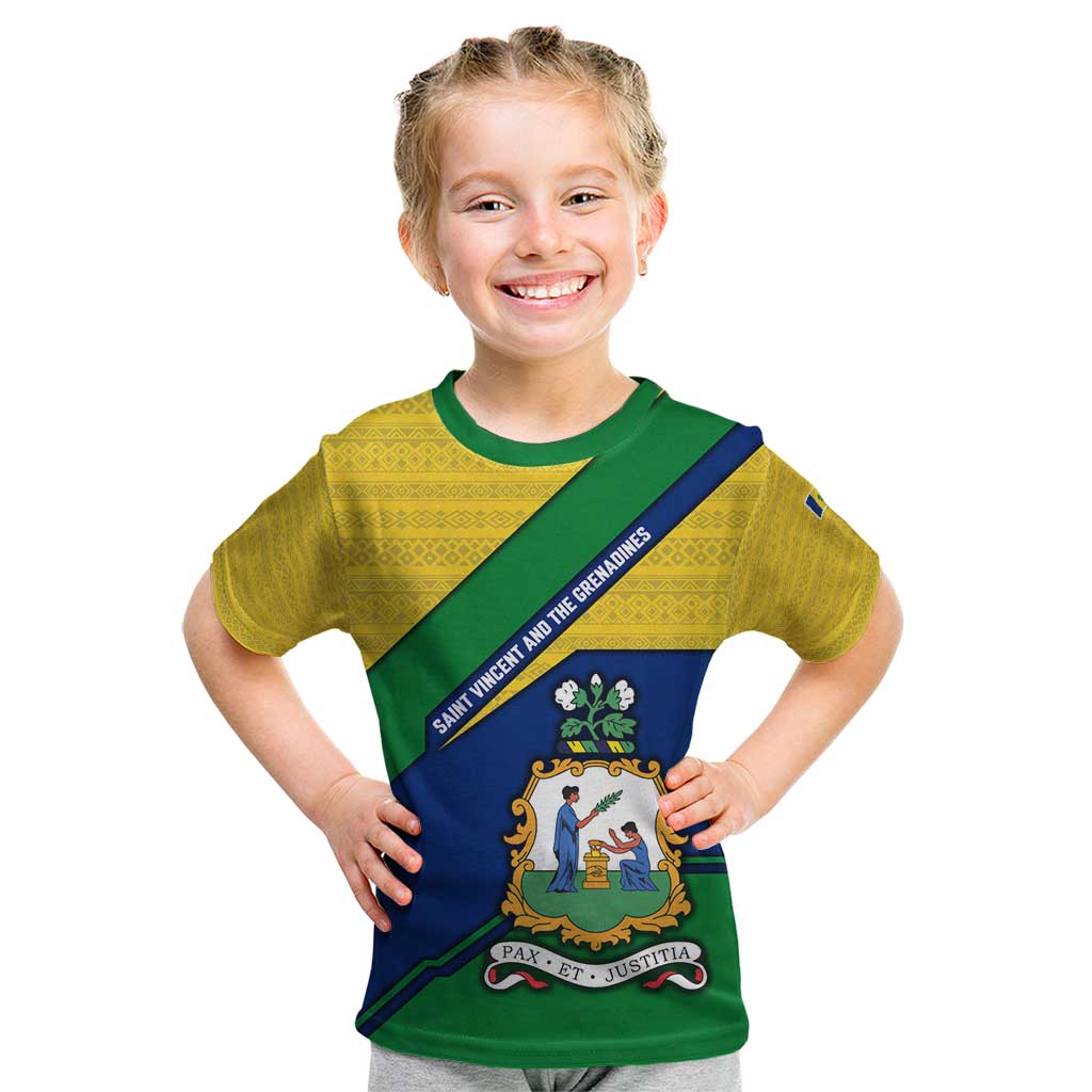 Saint Vincent and the Grenadines Flag Kid T Shirt Coat of Arms and National Colors - Wonder Print Shop