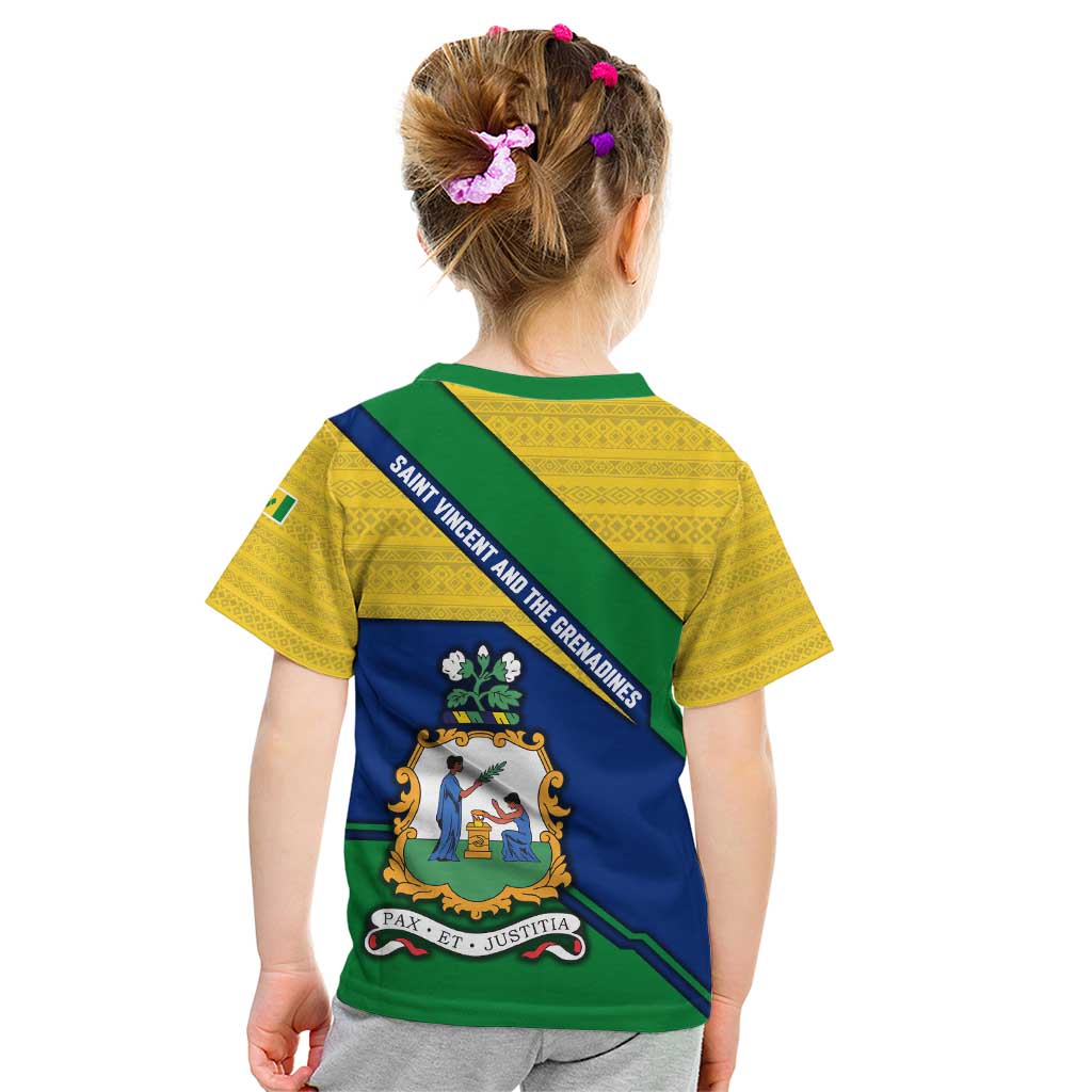 Saint Vincent and the Grenadines Flag Kid T Shirt Coat of Arms and National Colors - Wonder Print Shop