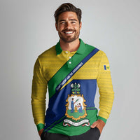 Saint Vincent and the Grenadines Flag Long Sleeve Polo Shirt Coat of Arms and National Colors - Wonder Print Shop