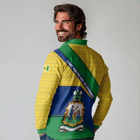 Saint Vincent and the Grenadines Flag Long Sleeve Polo Shirt Coat of Arms and National Colors - Wonder Print Shop