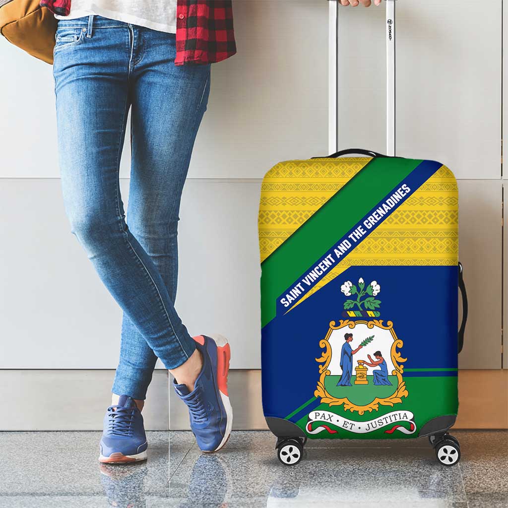 Saint Vincent and the Grenadines Flag Luggage Cover Coat of Arms and National Colors - Wonder Print Shop