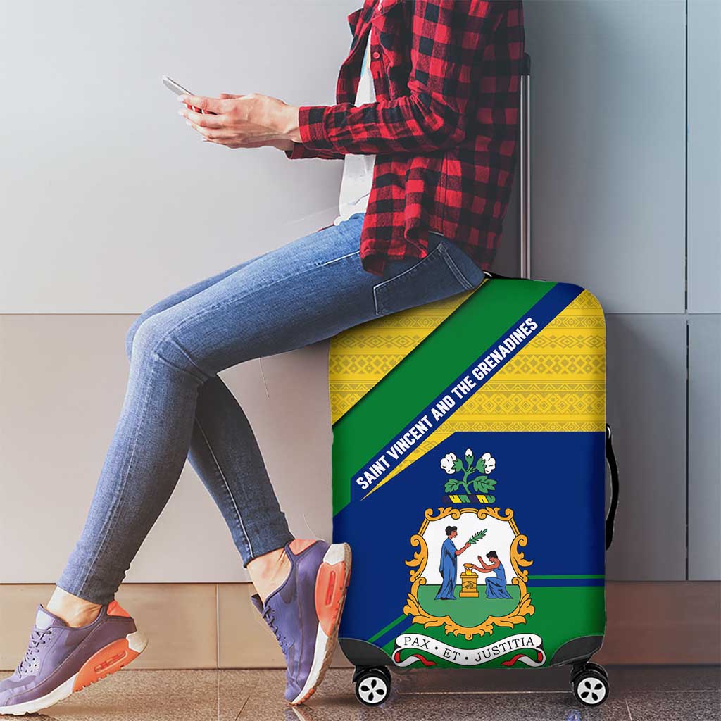 Saint Vincent and the Grenadines Flag Luggage Cover Coat of Arms and National Colors - Wonder Print Shop