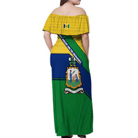 Saint Vincent and the Grenadines Flag Off Shoulder Maxi Dress Coat of Arms and National Colors - Wonder Print Shop