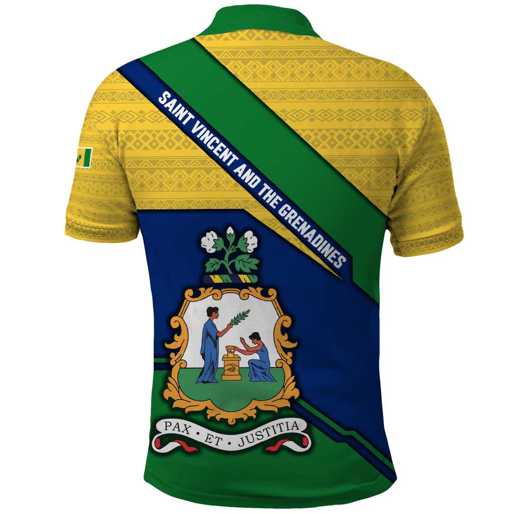 Saint Vincent and the Grenadines Flag Polo Shirt Coat of Arms and National Colors - Wonder Print Shop
