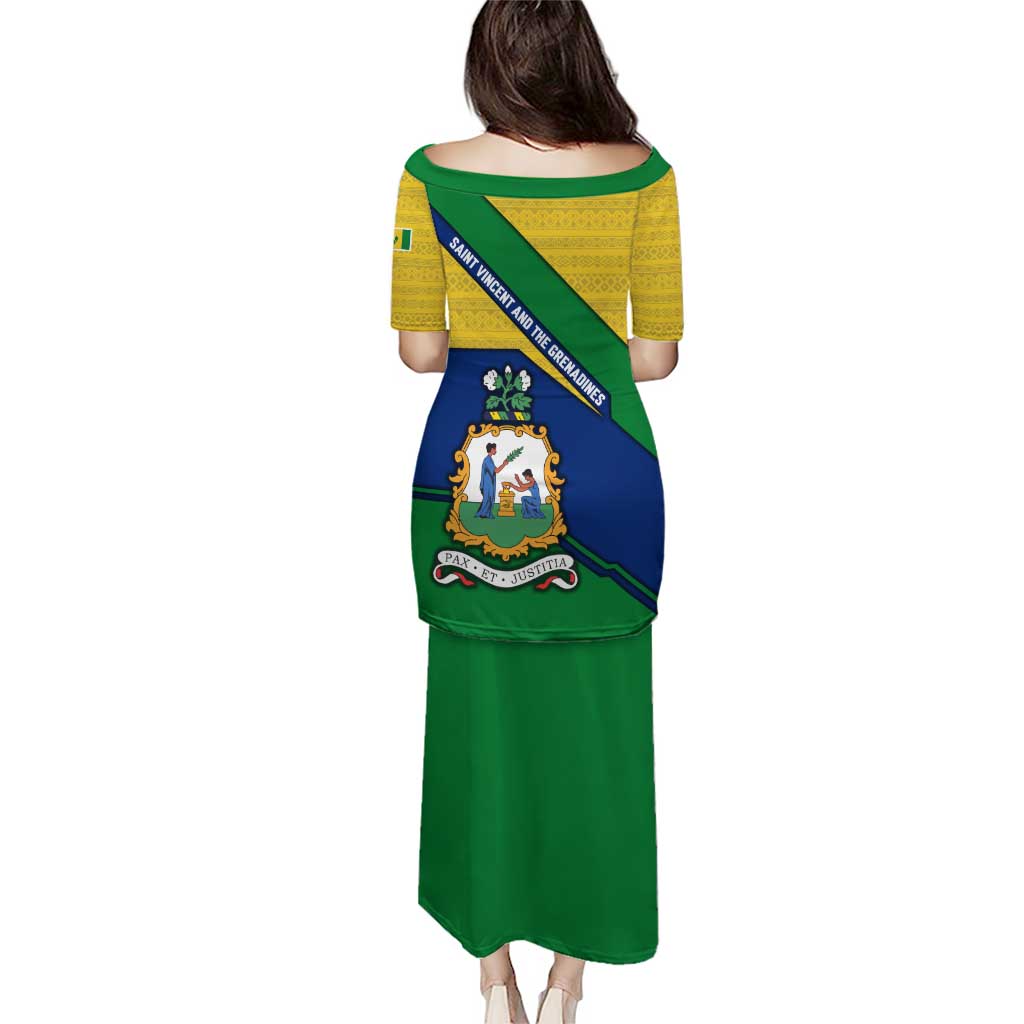 Saint Vincent and the Grenadines Flag Puletasi Coat of Arms and National Colors - Wonder Print Shop