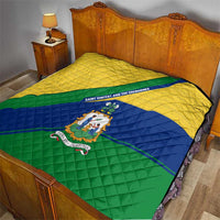 Saint Vincent and the Grenadines Flag Quilt Coat of Arms and National Colors - Wonder Print Shop