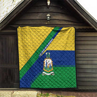 Saint Vincent and the Grenadines Flag Quilt Coat of Arms and National Colors - Wonder Print Shop