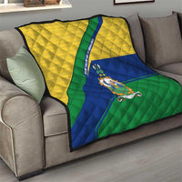 Saint Vincent and the Grenadines Flag Quilt Coat of Arms and National Colors - Wonder Print Shop