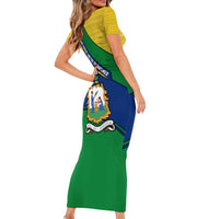 Saint Vincent and the Grenadines Flag Short Sleeve Bodycon Dress Coat of Arms and National Colors - Wonder Print Shop