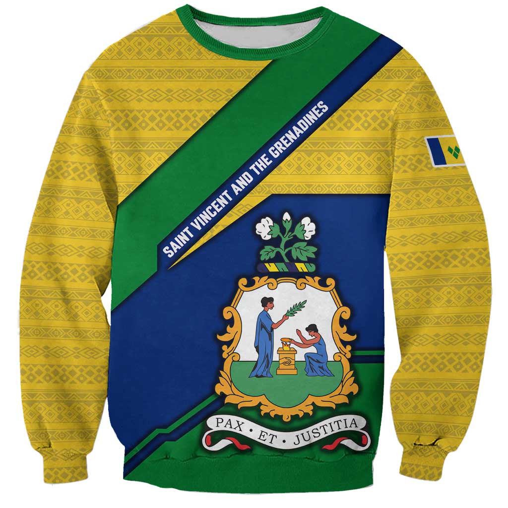 Saint Vincent and the Grenadines Flag Sweatshirt Coat of Arms and National Colors - Wonder Print Shop