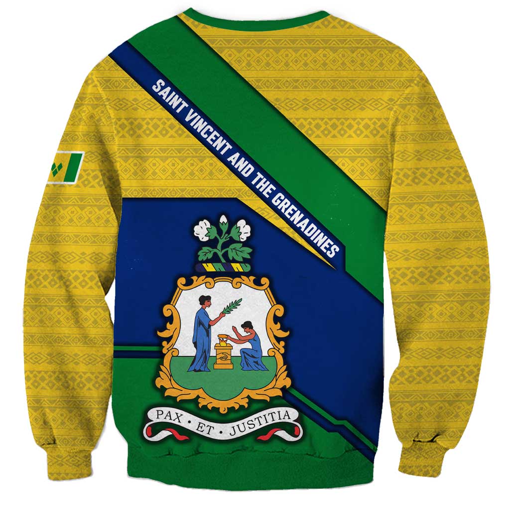 Saint Vincent and the Grenadines Flag Sweatshirt Coat of Arms and National Colors - Wonder Print Shop