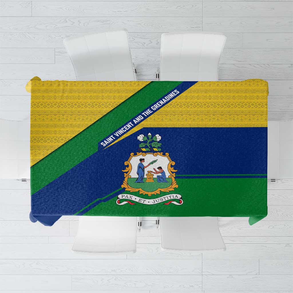 Saint Vincent and the Grenadines Flag Tablecloth Coat of Arms and National Colors - Wonder Print Shop
