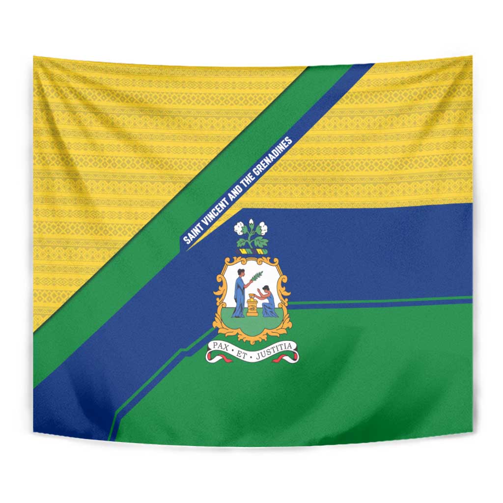 Saint Vincent and the Grenadines Flag Tapestry Coat of Arms and National Colors - Wonder Print Shop