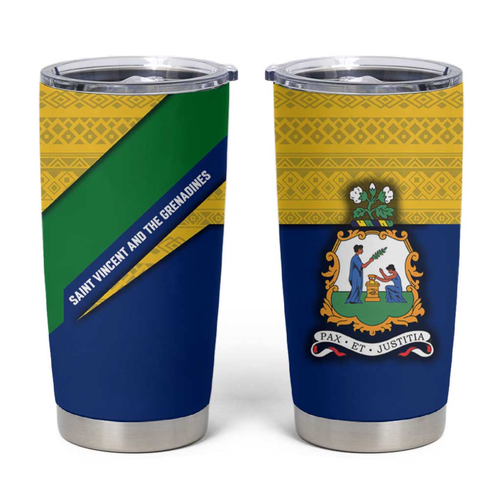 Saint Vincent and the Grenadines Flag Tumbler Cup Coat of Arms and National Colors - Wonder Print Shop