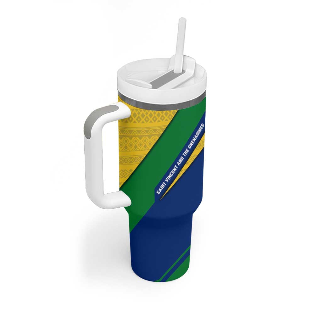 Saint Vincent and the Grenadines Flag Tumbler With Handle Coat of Arms and National Colors - Wonder Print Shop