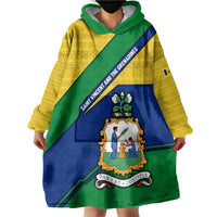 Saint Vincent and the Grenadines Flag Wearable Blanket Hoodie Coat of Arms and National Colors - Wonder Print Shop