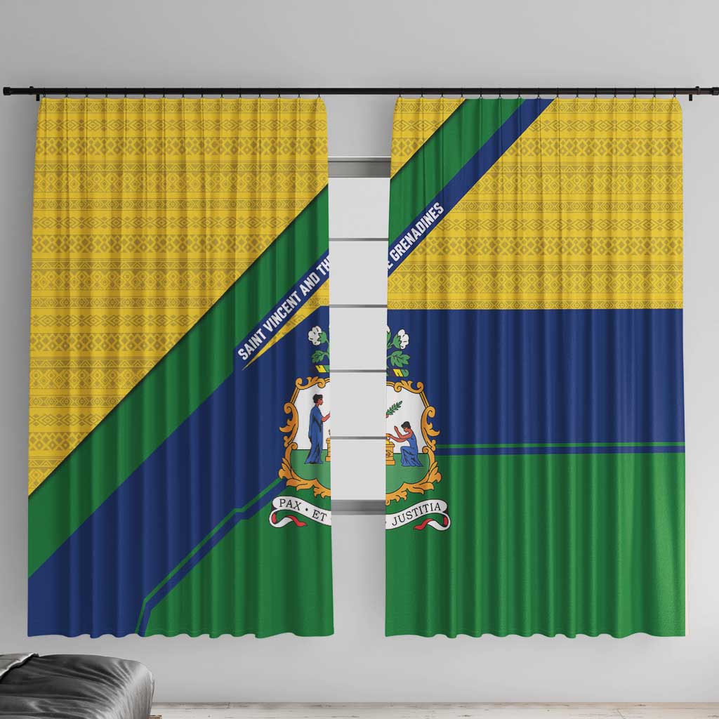 Saint Vincent and the Grenadines Flag Window Curtain Coat of Arms and National Colors - Wonder Print Shop