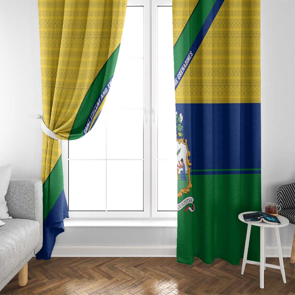 Saint Vincent and the Grenadines Flag Window Curtain Coat of Arms and National Colors - Wonder Print Shop
