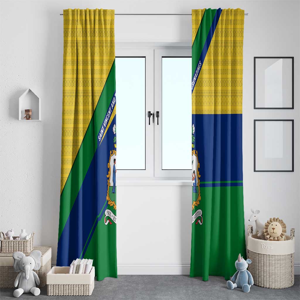 Saint Vincent and the Grenadines Flag Window Curtain Coat of Arms and National Colors - Wonder Print Shop