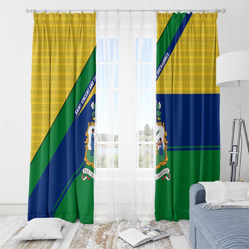 Saint Vincent and the Grenadines Flag Window Curtain Coat of Arms and National Colors - Wonder Print Shop