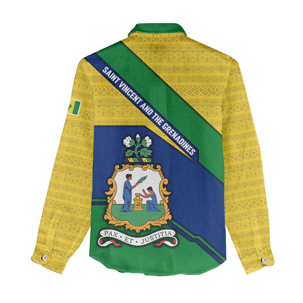 Saint Vincent and the Grenadines Flag Women Casual Shirt Coat of Arms and National Colors - Wonder Print Shop