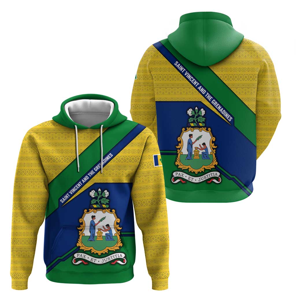Saint Vincent and the Grenadines Flag Zip Hoodie Coat of Arms and National Colors - Wonder Print Shop