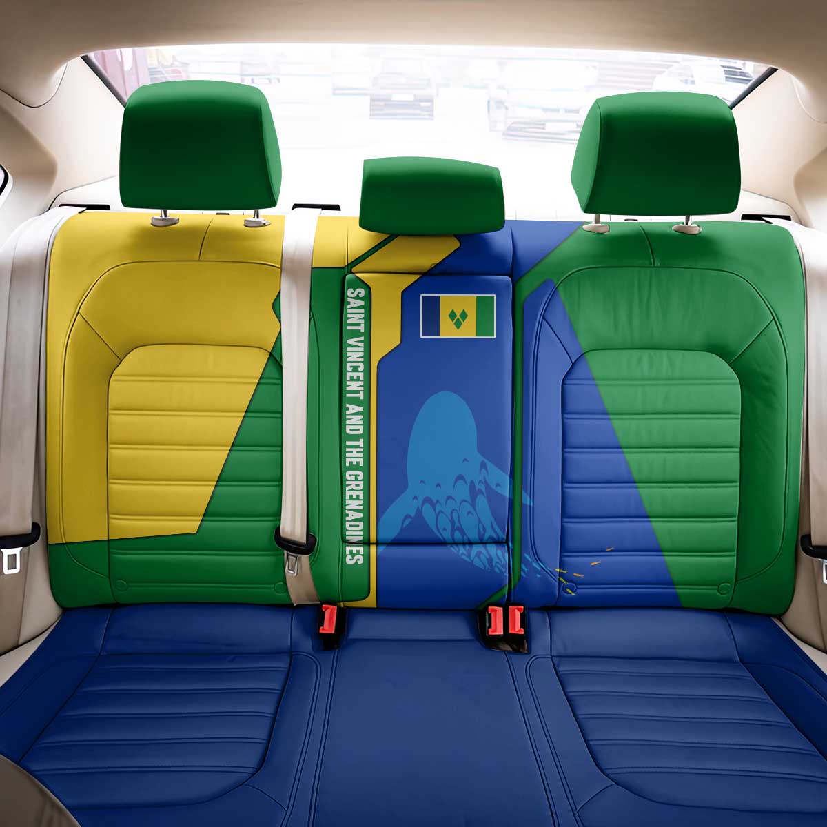 Saint Vincent and the Grenadines Flag Wave Map Back Car Seat Cover Caribbean Island Pride Pullover - Wonder Print Shop