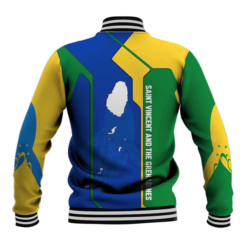 Saint Vincent and the Grenadines Flag Wave Map Baseball Jacket Caribbean Island Pride Pullover - Wonder Print Shop