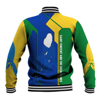 Saint Vincent and the Grenadines Flag Wave Map Baseball Jacket Caribbean Island Pride Pullover - Wonder Print Shop