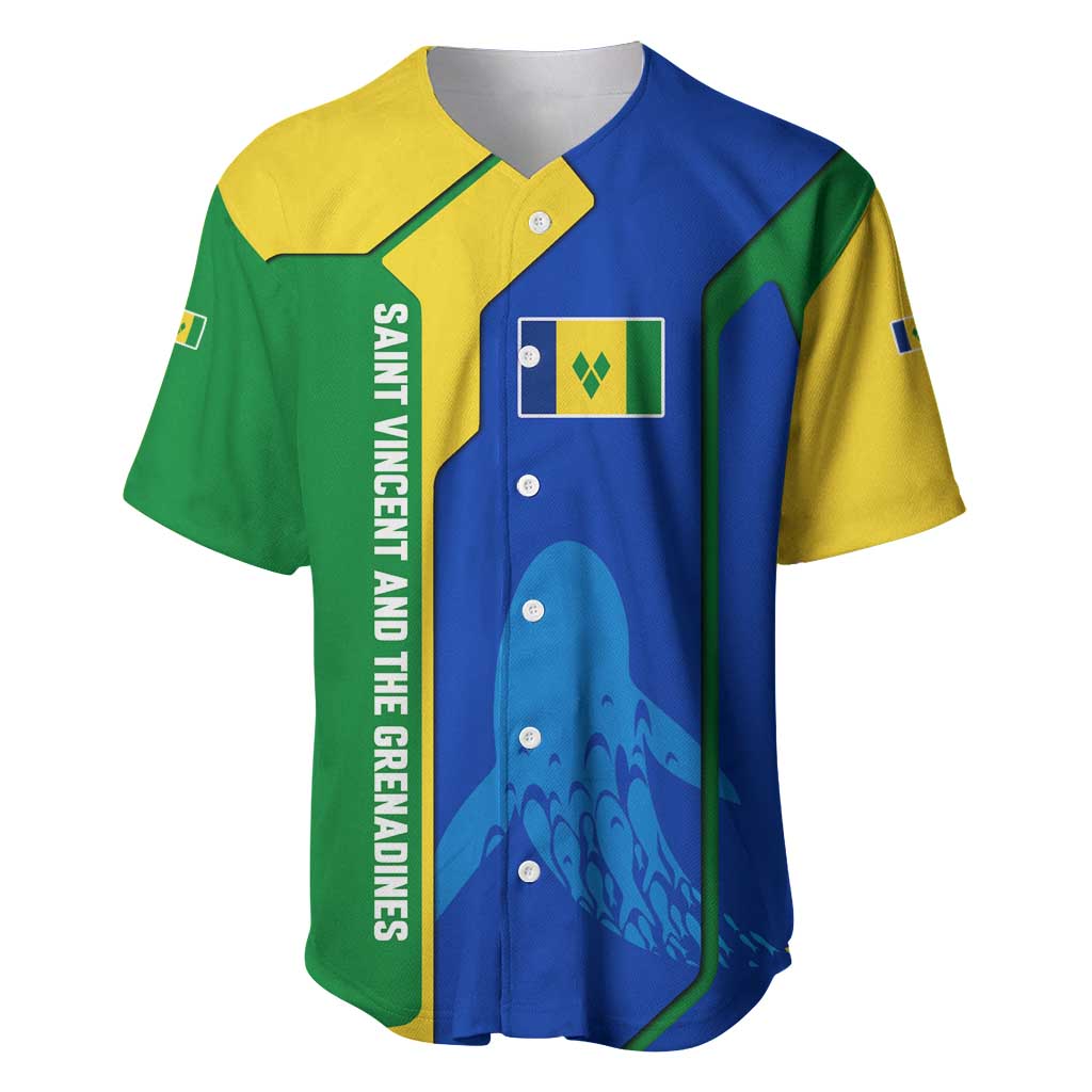 Saint Vincent and the Grenadines Flag Wave Map Baseball Jersey Caribbean Island Pride Pullover - Wonder Print Shop