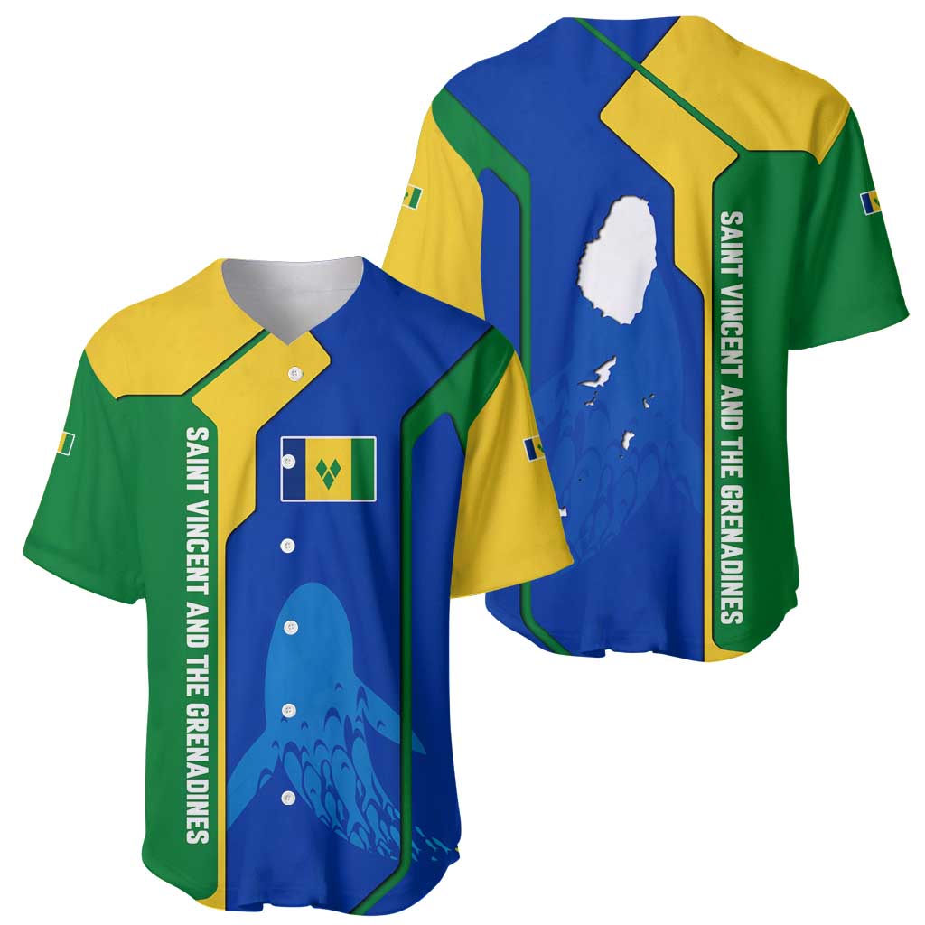 Saint Vincent and the Grenadines Flag Wave Map Baseball Jersey Caribbean Island Pride Pullover - Wonder Print Shop