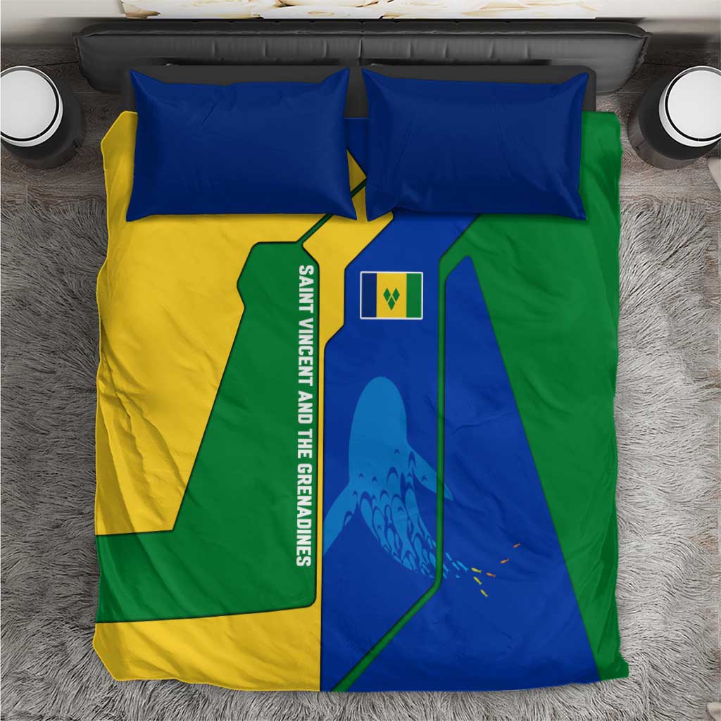 Saint Vincent and the Grenadines Flag Wave Map Bedding Set Caribbean Island Pride Pullover - Wonder Print Shop