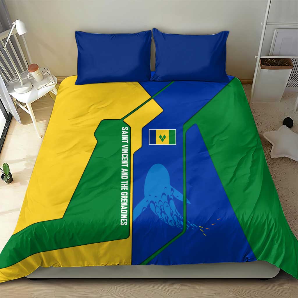 Saint Vincent and the Grenadines Flag Wave Map Bedding Set Caribbean Island Pride Pullover - Wonder Print Shop
