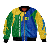 Saint Vincent and the Grenadines Flag Wave Map Bomber Jacket Caribbean Island Pride Pullover - Wonder Print Shop