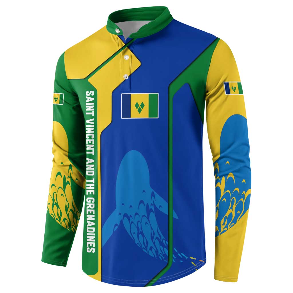 Saint Vincent and the Grenadines Flag Wave Map Button Sweatshirt Caribbean Island Pride Pullover - Wonder Print Shop