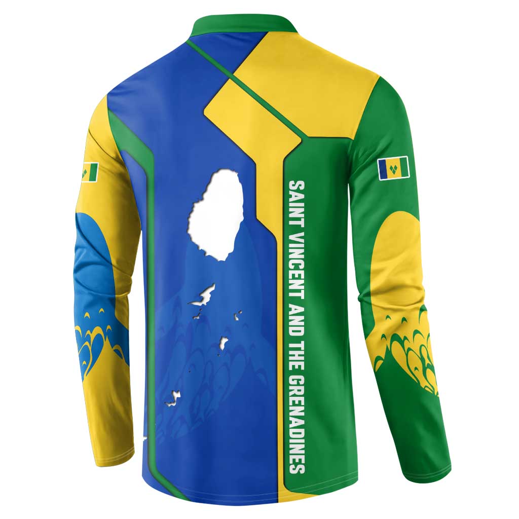 Saint Vincent and the Grenadines Flag Wave Map Button Sweatshirt Caribbean Island Pride Pullover - Wonder Print Shop
