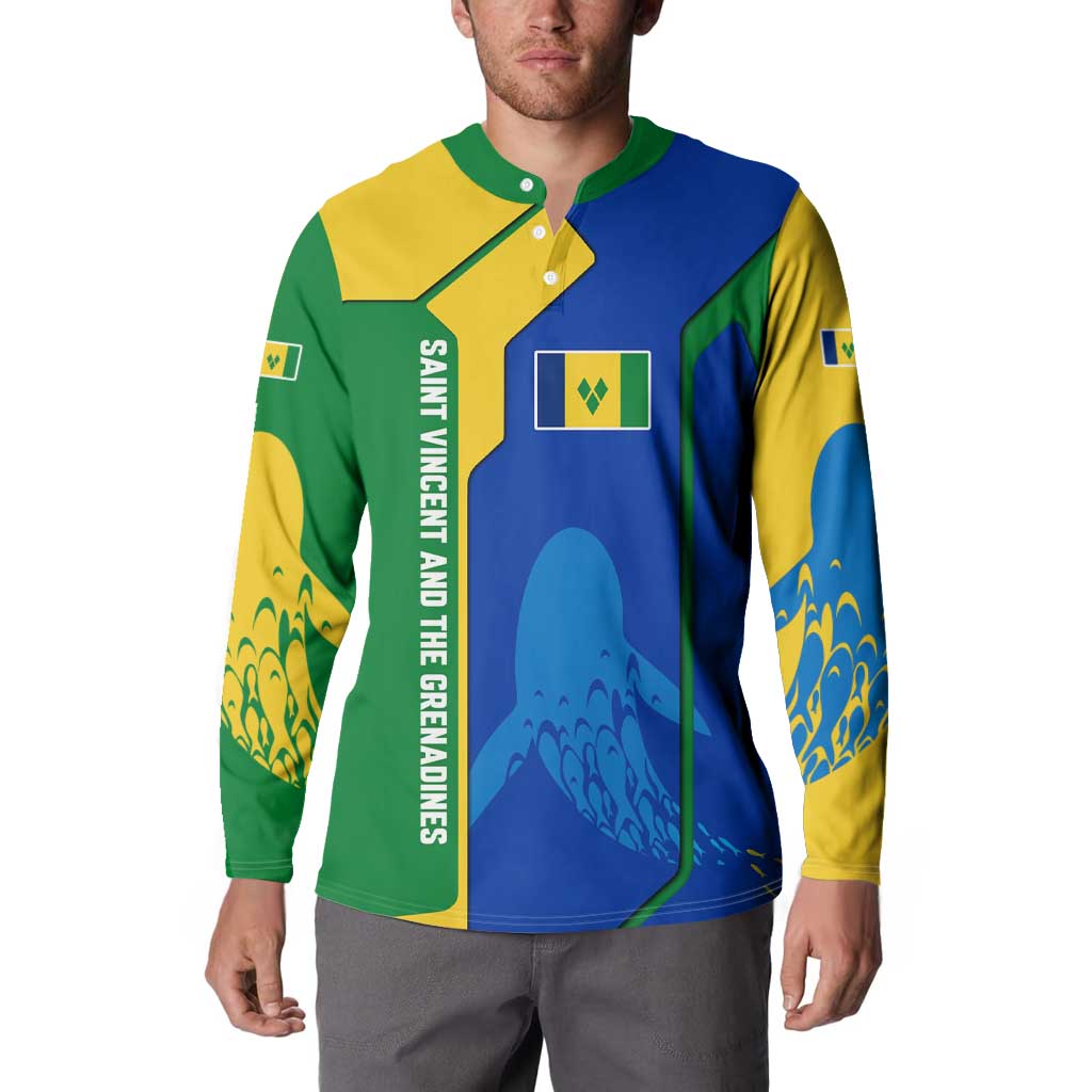 Saint Vincent and the Grenadines Flag Wave Map Button Sweatshirt Caribbean Island Pride Pullover - Wonder Print Shop