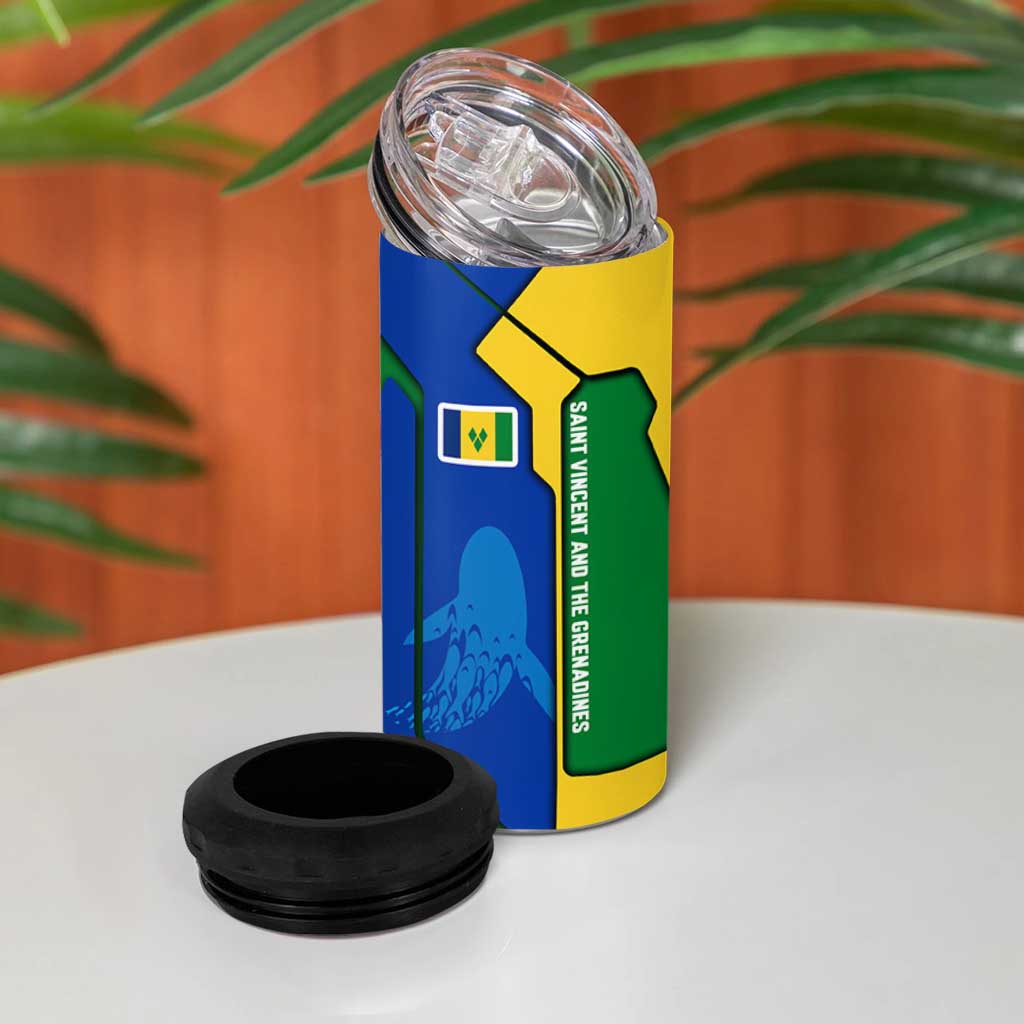 Saint Vincent and the Grenadines Flag Wave Map 4 in 1 Can Cooler Tumbler Caribbean Island Pride Pullover - Wonder Print Shop